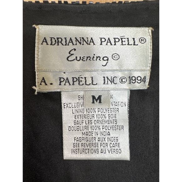 Adrianna Papell Evening Jacket Black Gold Sequin Beaded Silk Size M Vintage Glam - Picture 6 of 6